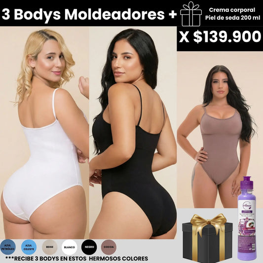 Pack X 3: Body moldeador  ajuste cómodo y estilo invisible + 🎁 crema piel de seda